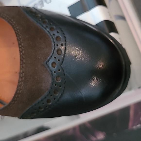 New Geox Respira Size 8.5 leather and suede Oxford pumps with stacked heel - Picture 2 of 5